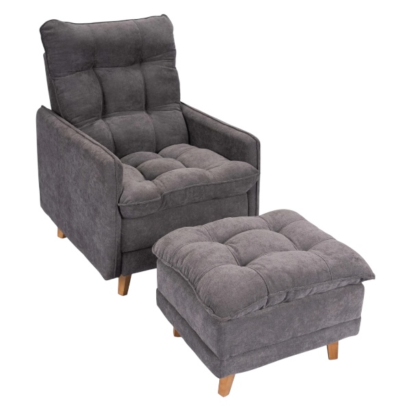 Poltrona Reclinable con Puff Montreal Gris