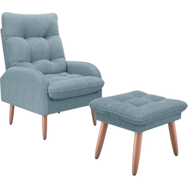 Poltrona + Puff Nantes Celeste