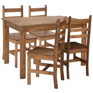 Juego de Comedor 4 Sillas Lucia Linea Mexicana MEX073 Nogal