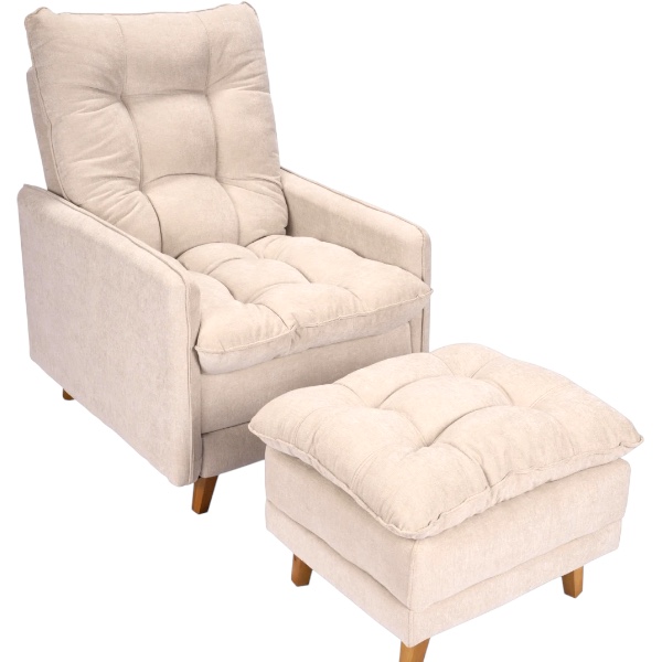 Poltrona Reclinable con Puff Montreal Beige