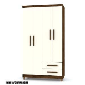 Ropero 4 Puertas Line Imbuia Rustico / Champagne