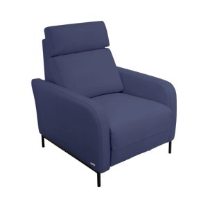 Poltrona Reclinable Eléctrica 100% Cuero Margot - Azul