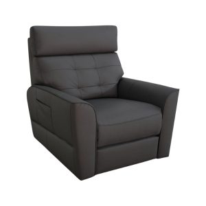 Poltrona Reclinable Eléctrica 100% Cuero Aurora - Gris Oscuro