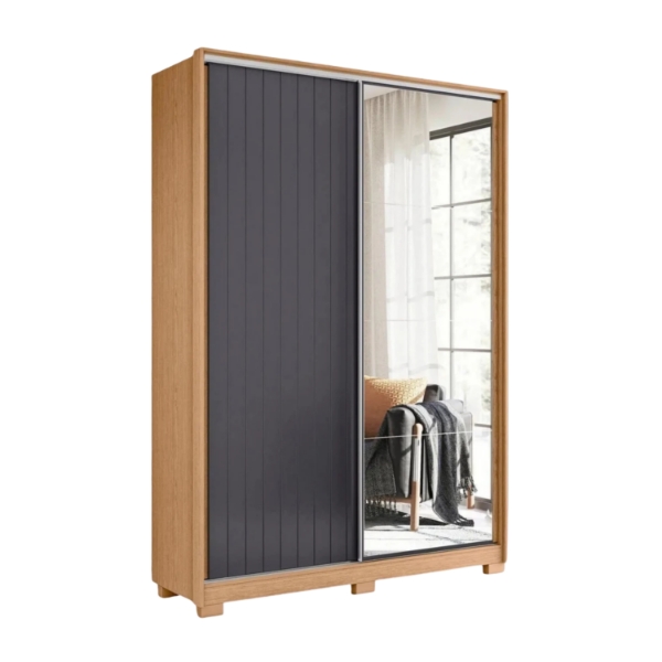 Ropero 2 Puertas Con Espejo Frizatto Negro