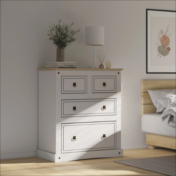 Cómoda 4 Cajones Línea Mexicana MEX028 Blanco - Imagen 3