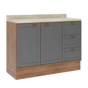 Bajo Mesada Americana 120cm Con Tapa Nogal/Titanio 260831980