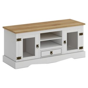 Rack Blanco 1.20 2 Puertas de Vidrio Mex057Bl