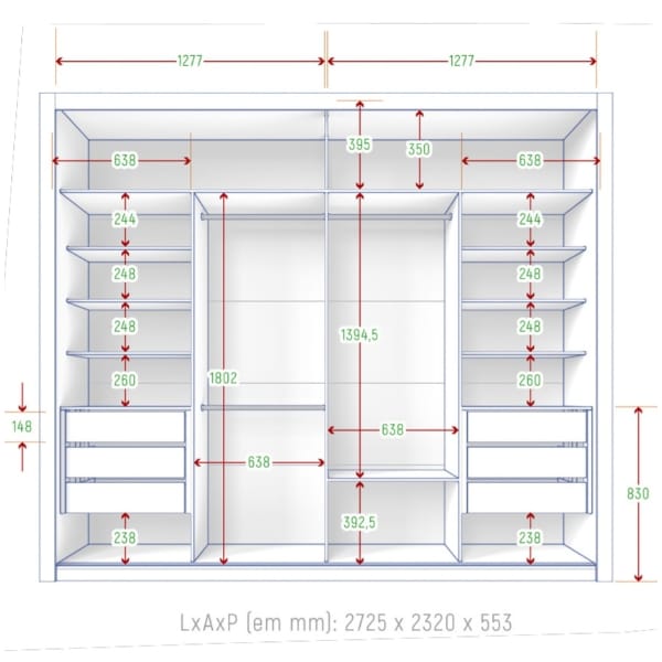 Placard 2 Puertas Corredizas - Imperador Plus - Blanco - Imagen 2