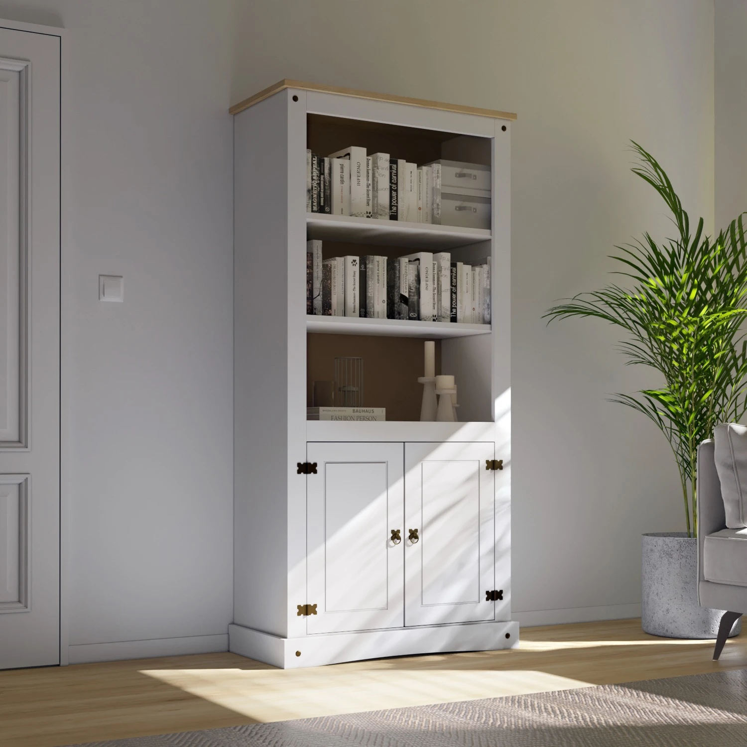 Biblioteca Con Puertas Línea Mexicana MEX016 Blanco - Imagen 3