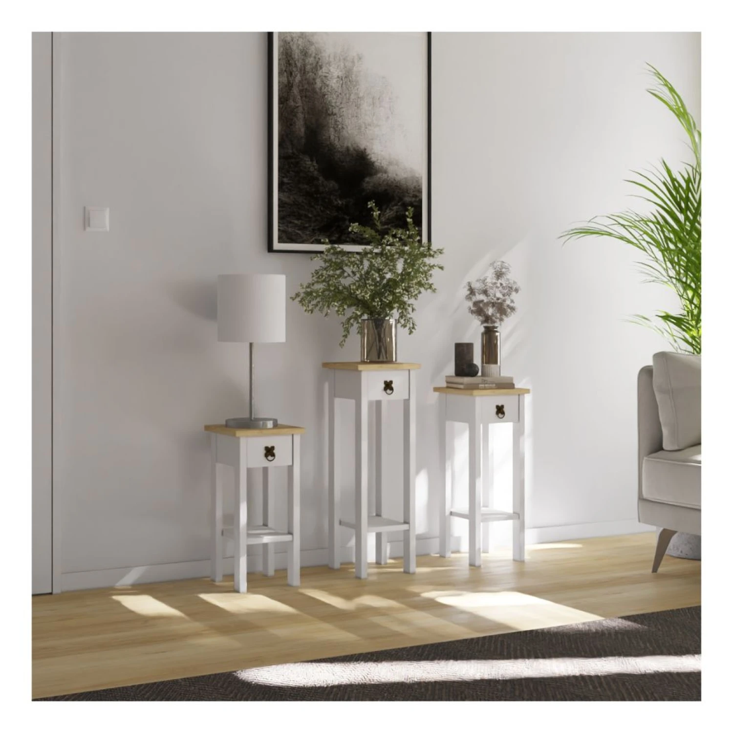 Conjunto Set De Mesas Línea Mexicana MEX019 Blanco - Imagen 5