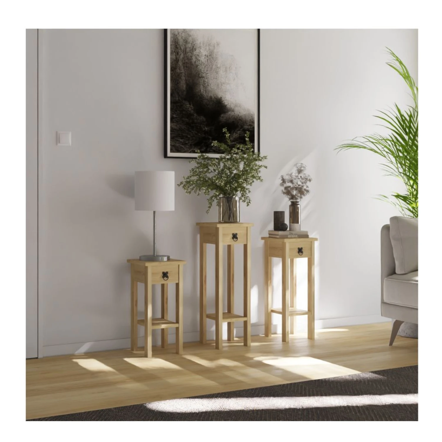 Conjunto Set De Mesas Línea Mexicana MEX019 Natural - Imagen 3