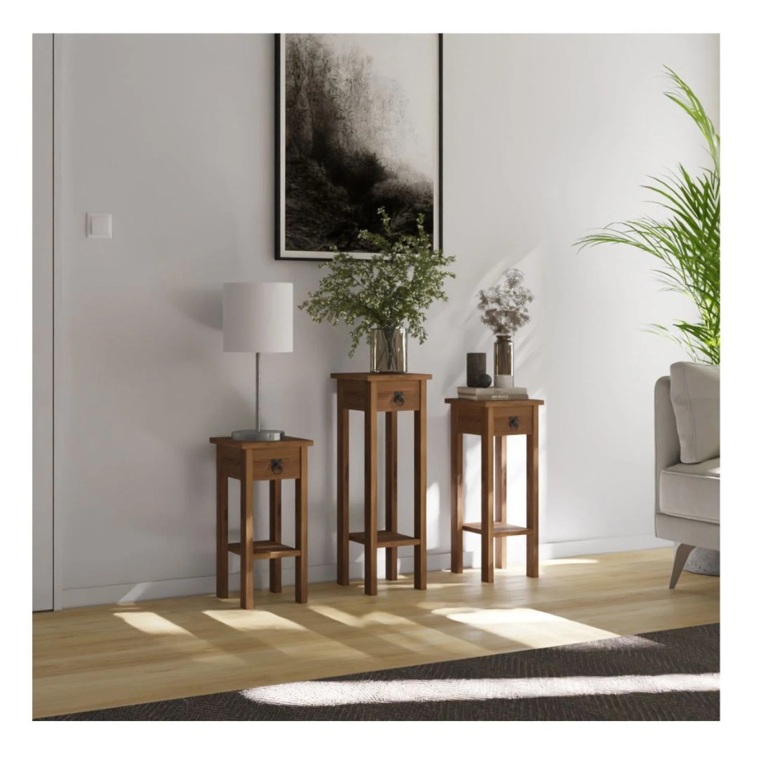 Conjunto Set De Mesas Línea Mexicana MEX019 Nogal - Imagen 5