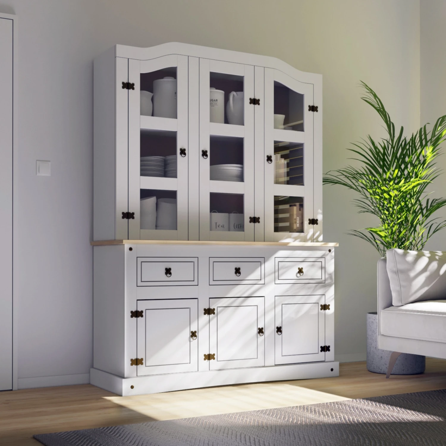 Modular Cristalero 6P + 3C Línea Mexicana MEX009 Blanco - Imagen 2