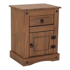 Mesa de Luz 1 Puerta 1 Cajón Línea Mexicana - MEX034 nogal