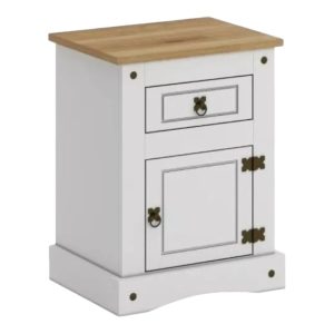 Mesa De Luz 1 Puerta 1 Cajón Linea Mexicana - MEX034 blanco