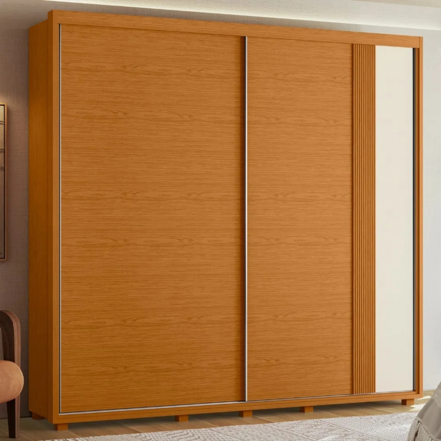 Ropero 2 Puertas Corredizas 4 Cajones Acacia - Imagen 4