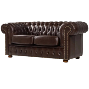Sillón 100% Cuero 2 Cuerpos Chesterfield Caramelo
